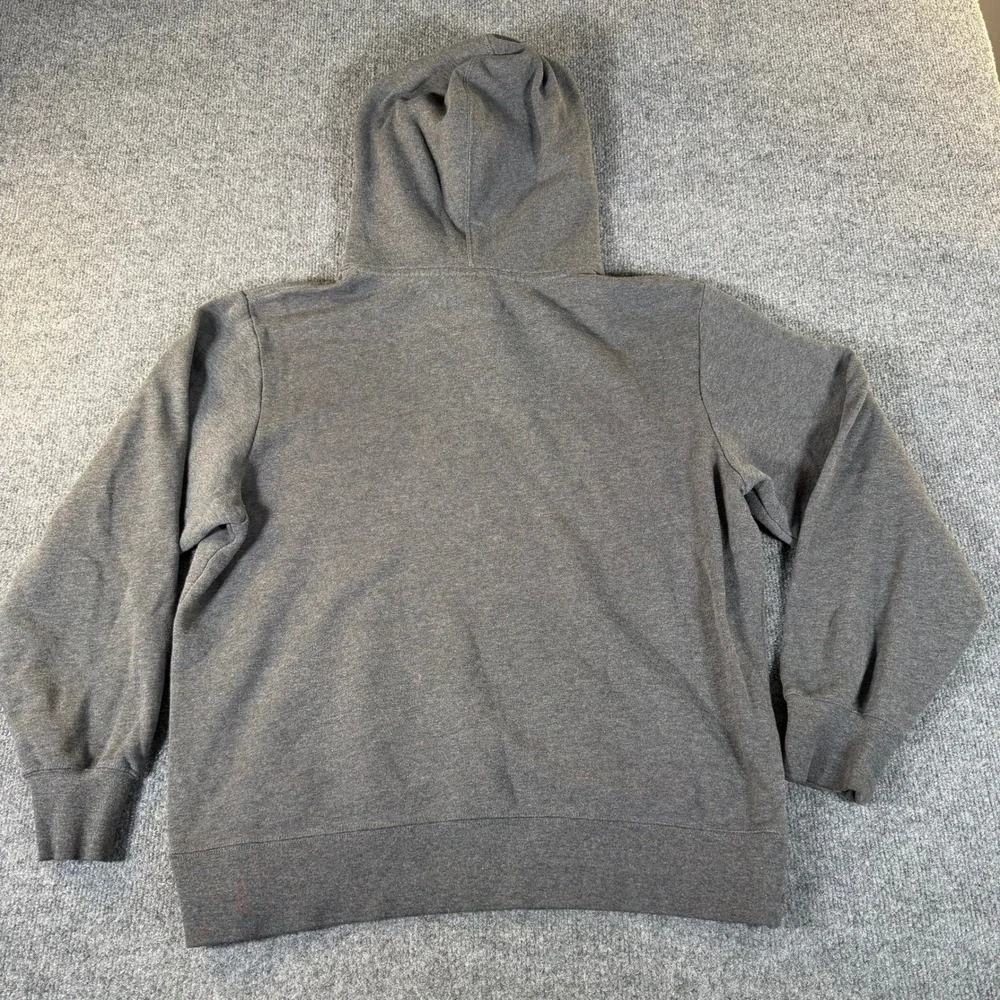 The North Face Mens Grey Red Logo Pullover Hoodie Sweatshirt Medium #3733